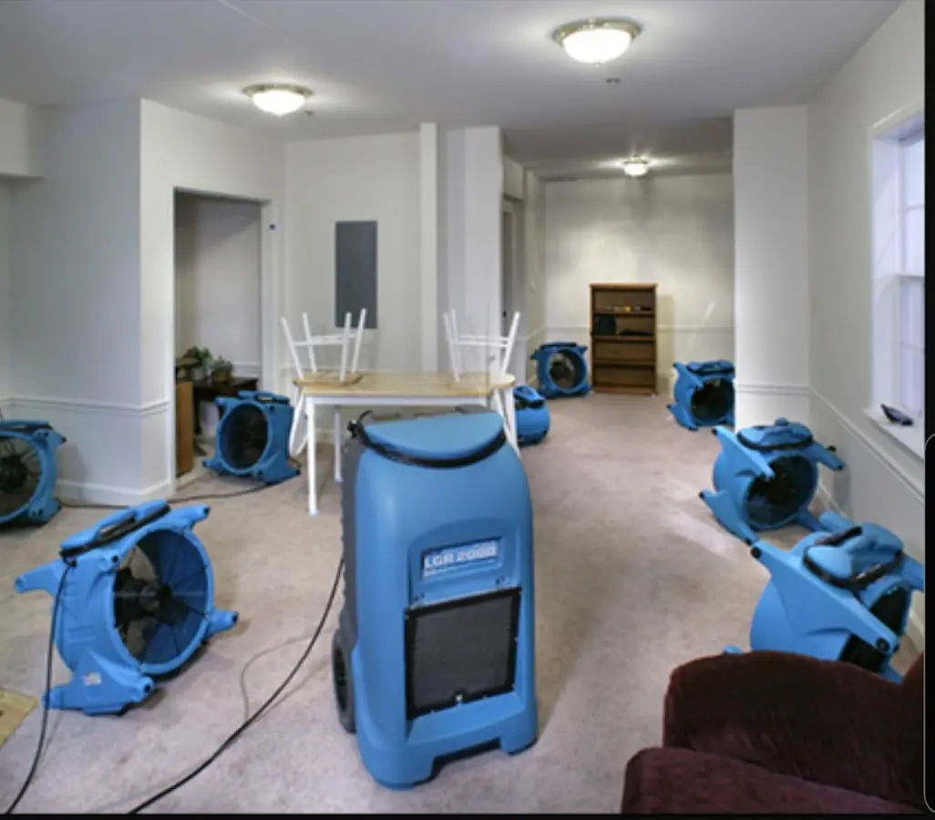 Air movers and dehumidifier setup for Water Extraction & Removal in Eustis