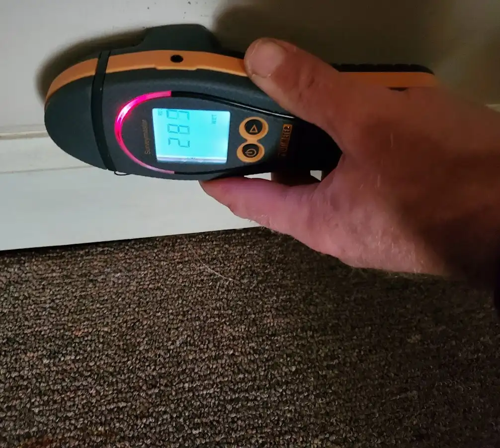 Moisture detection at baseboard during Burst Pipe Cleanup in Eustis